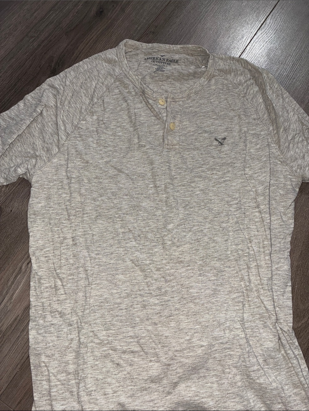 American Eagle Outfitters Men’s Light Heather Gray Short Sleeve Henley